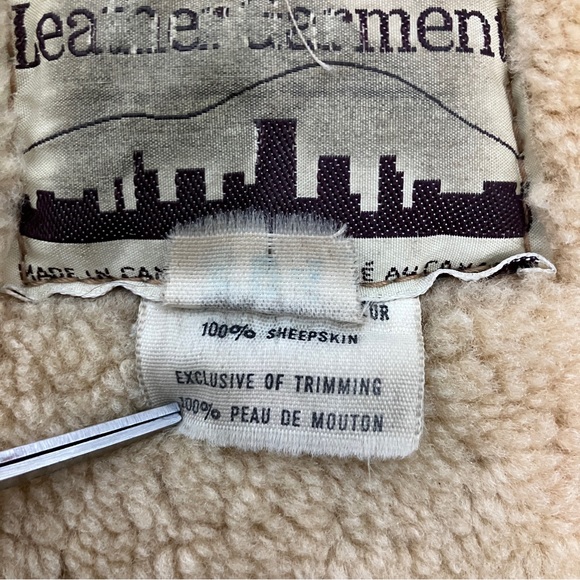 Vintage sheepskin shearling coat jacket 70s leather tan brown retro classic - Picture 9 of 10